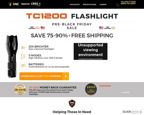 TC1200 Tactical Flashlight | 1Tac.com